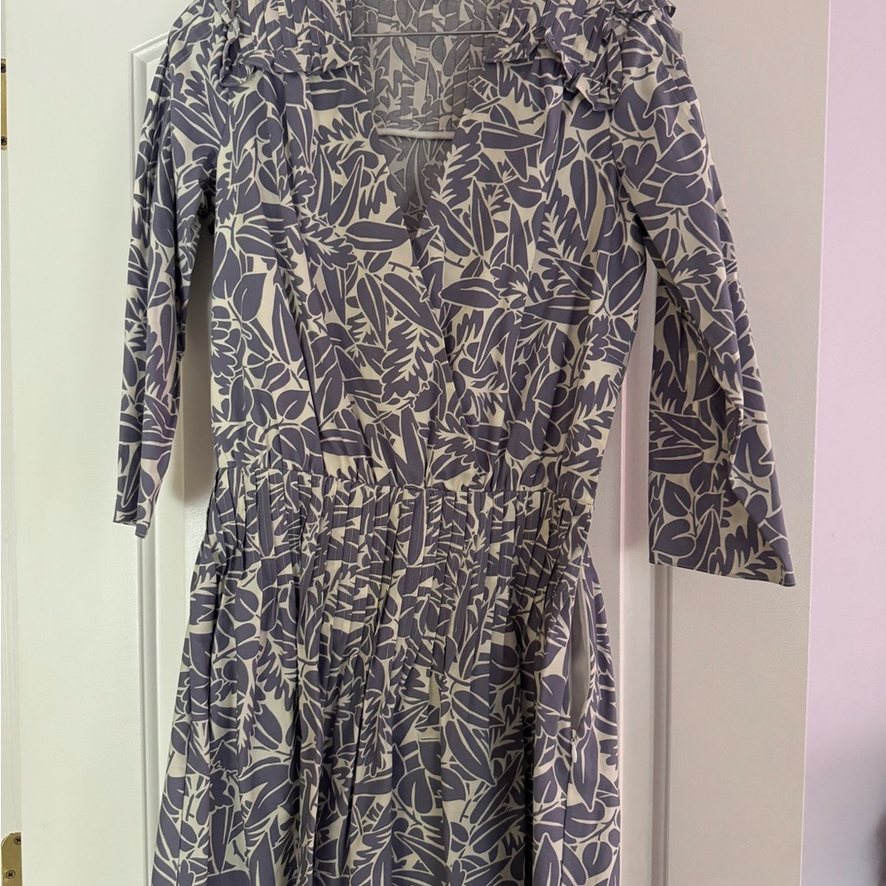 Veronica Beard Floral Print V-Neck Dress